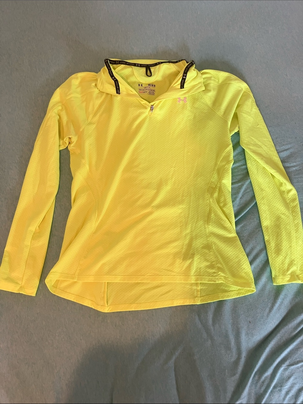 Under Armour Women's Neon Yellow Long-Sleeve Quarter Zip Athletic Top